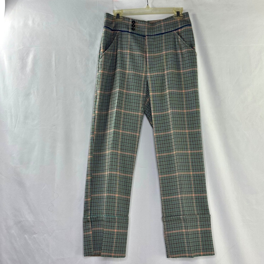 Maeve Sz 6 Pants Multi Color Peach Plaid Wide Leg Academia Preppy Trousers Fall